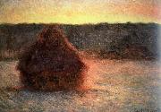 Claude Monet hay stack at sunset,frosty weather Germany oil painting artist
